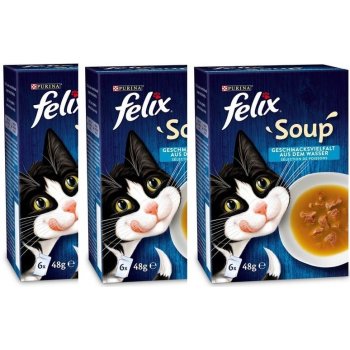 Felix Soup Lahodný výběr z ryb s treskou s tuňákem s platýzem 6 x 48 g