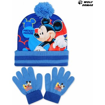 Setino chlapecká zimní čepice / prstové rukavice Mickey Mouse Disney Modrá