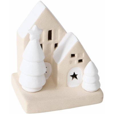 Boltze Home Dekorační domek z kameniny s LED osvětlením 10,5 cm – Hledejceny.cz