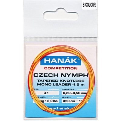 Hanák Competition Monofilní muškařský návazec Czech Nymph ujímaný bezuzlový 4,5 m bicolour