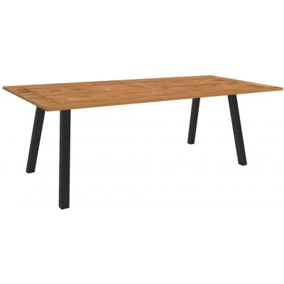 Stern Jídelní stůl Interno, obdélníkový 220x100x75 cm, profil nohou čtvecový, rám lakovaný hliník černý (black matt), deska teak – Hledejceny.cz