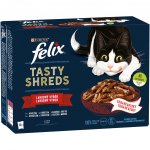 Felix Tasty Shreds s hovězím kuřetem kachnou krůtou ve šťávě 12 x 80 g – Zbozi.Blesk.cz