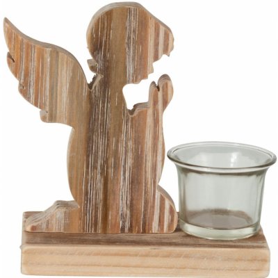 Dřevěný svícen andílek na čajovou svíčku - 15*7*15cm – Zboží Mobilmania