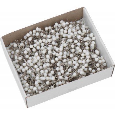 Galanterie Špendlíky s plastovou hlavičkou 1000 ks, bílé – Zboží Dáma