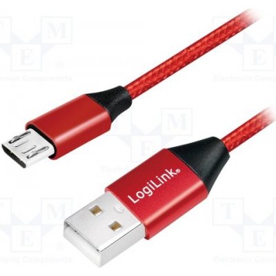 Logilink CU0151 USB 2.0, USB A vidlice, USB B micro vidlice, 0,3m, červený – Zbozi.Blesk.cz