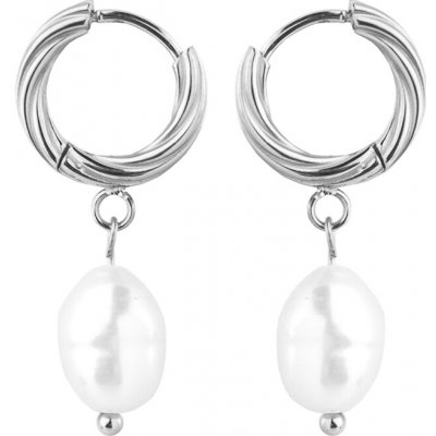 Franco bene Zatočené náušnice s přívěskem perly stříbrné 160 – Zboží Dáma