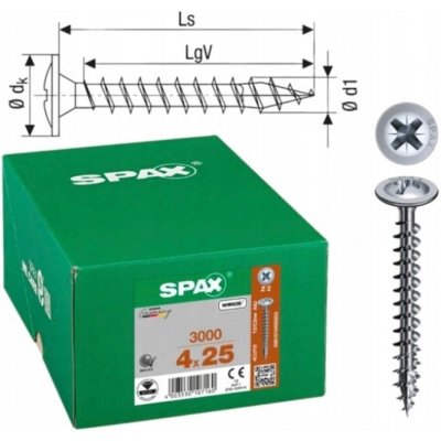 Univerzální vruty Spax 4 x 25 mm 0,01 kg / 250 ks