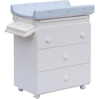 Přebalovací komoda s vaničkou Scarlett Vista - bílá - s Přebalovací podložkou Slon - Modrá – Zboží Dáma