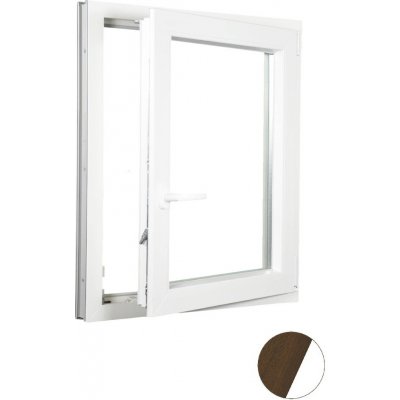 ALUPLAST Plastové okno jednokřídlo dekor/bílé 90x110 Ořech/bílá, Pravé, Trojsklo Ug= 0,7 – Hledejceny.cz