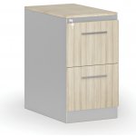 Primo Kovová zásuvková kartotéka s dřevěnými čely A4 2 zásuvky šedá/dub přírodní – Zboží Dáma