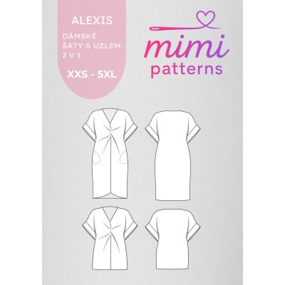 Dámský střih na šaty s uzlem Alexis 2v1, el. formát | MIMI patterns - XXL (A4) domácí tisk – Hledejceny.cz