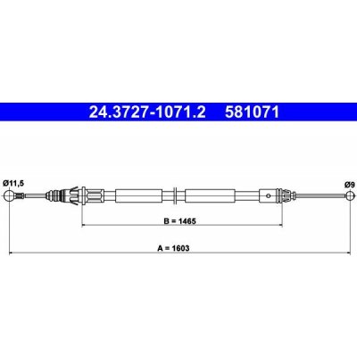 Lanko ruční brzdy ATE (AT 581071) 24.3727-1071 - NISSAN, OPEL, RENAULT | Zboží Auto