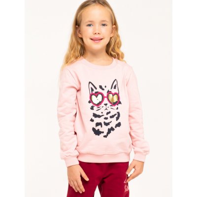 Winkiki Kids Wear Dívčí mikina Cat růžová