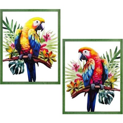 YiYa dřevěná dekorace papouška kovová dekorace na zeď pták papoušek venkovní dekorace do ložnice, – Zboží Dáma