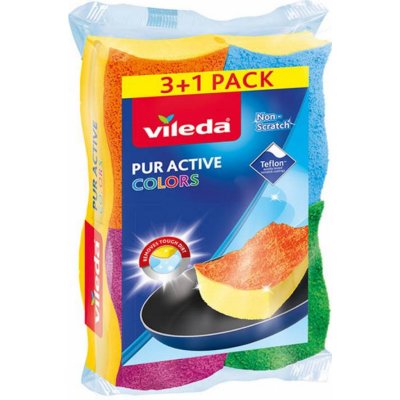 Vileda 149470 Color Edition Pur Active houbička střední 3+1 ks – Zboží Mobilmania