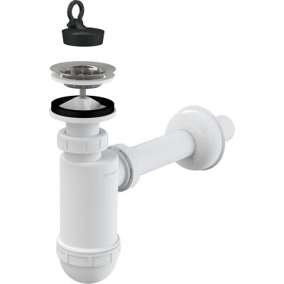 Alcadrain sifon umyvadlový, průměr 32 mm s nerez mřížkou 63 mm, bílý A410 – Sleviste.cz