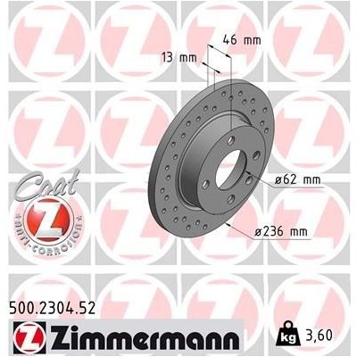 Brzdový kotouč ZIMMERMANN 500.2304.52 (500230452) | Zboží Auto