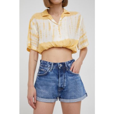 Pepe Jeans džínové šortky Suzie dámské high waist tmavomodrá