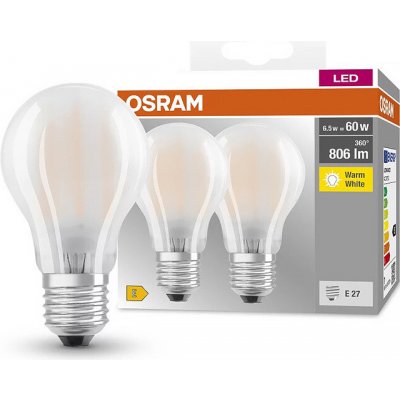 Osram žárovka LED BCLA60 E27 6,5W/827 2balení FILAMENT GLFR matná BASECLA60 – Hledejceny.cz