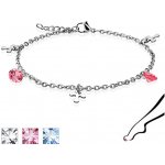 Šperky eshop Řetízek na kotník z oceli stříbrné - křížky kulaté zirkony AB25.03 Čirá – Hledejceny.cz