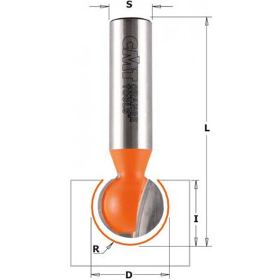 CMT Orange Tools CMT C968 Drážkovací kulová fréza - R6,35 D12,7x11 L57,15 S=8 – Zboží Dáma