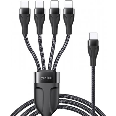 Yesido CA110 Type-C to 2 x Lightning, 2 x USB-C, 4A, 1,2m, černý