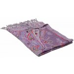 Šála z merino vlny s vyšíváním světle modrofialová – Zboží Mobilmania