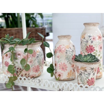 Keramická dekorační váza s květy Floral Auray - Ø 7*15cm - Chic Antique – Hledejceny.cz