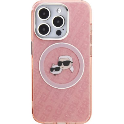 Karl Lagerfeld IML K&CH Heads Repeated Logo třpytivý kryt s MagSafe pro iPhone 15 Pro - růžový 57983125108 – Zboží Mobilmania