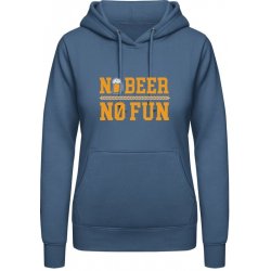 AWDis Hoodie mikina Pivní design No Beer No Fun Letecká modrá