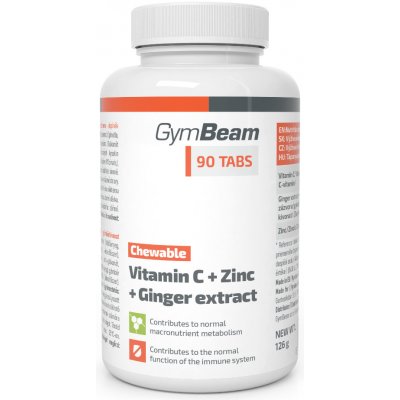 GymBeam Vitamín C + Zinek + extrakt ze zázvoru tablety na cucání 90 tablet – Sleviste.cz