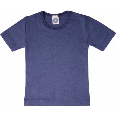 Dětské triko s krátkým rukávem z merino vlny a hedvábí modré Cosilana