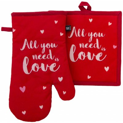 Vánoční kuchyňský set vánoční rukavice/chňapka ADORE červená, 18x30 cm/20X20 cm 100% bavlna ESSEX – Zboží Mobilmania