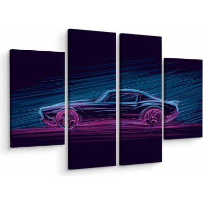 MyBestHome BOX Vícedílné plátno Neonové Sportovní Auto Varianta: 60x80