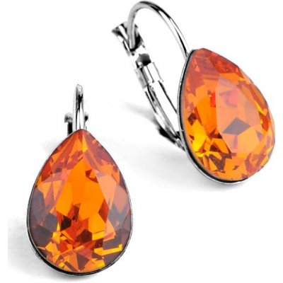 Swarovski Elements Pear stříbrné visací oranžové slzičky kapky 31242.3 Tangerine oranžová – Zboží Mobilmania