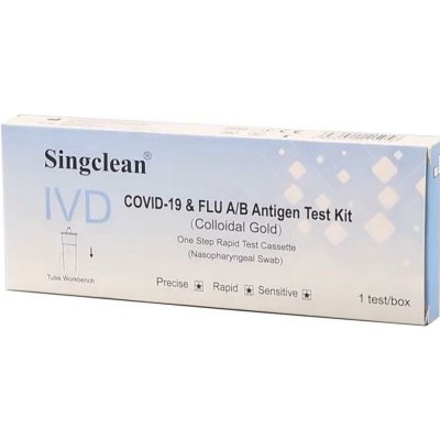 Singclean 3v1 Chřipka A/B/SARS-CoV-2 výtěrový test 1 ks – Zboží Dáma