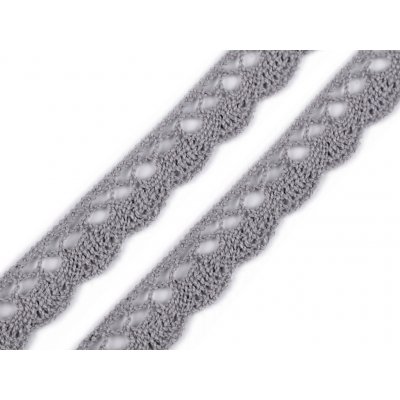 Bavlněná krajka 15 mm paličkovaná šedá – Zboží Mobilmania