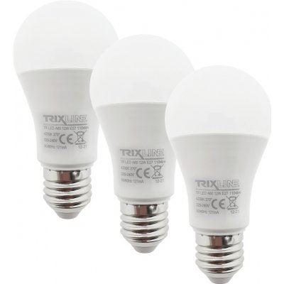Trixline LED žárovka 12 W A60 E27 neutrální bílá 3 pack – Hledejceny.cz