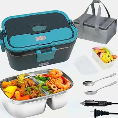 Ohřívací box na jídlo 3 v 1 pro auto nákladní automobil a kancelář 220v, 12v, 24v, Barvy a parametry Modrá – Sleviste.cz