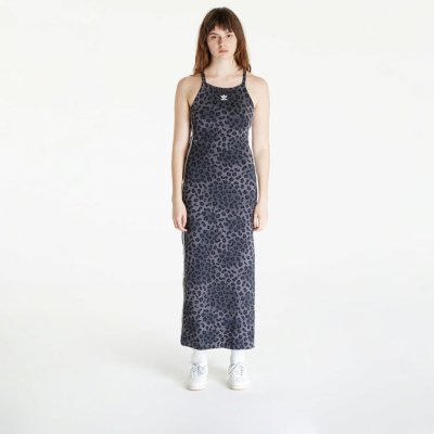 adidas Leopard Luxe 3 Stripes Maxi Dress Grey Five