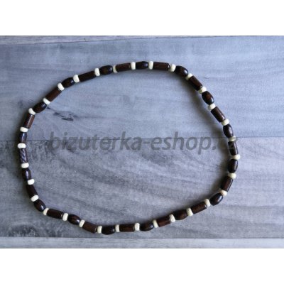 Bizuterka-eshop.cz dřevěné korále na krk hnědo smetanové BZ-07086 – Zboží Dáma