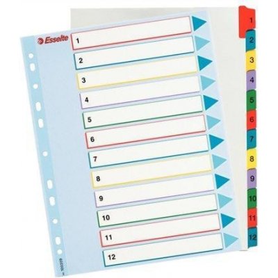 Rozlišovač kartonový Esselte Mylar A4 MAXI s označením 1-12 – Zboží Živě