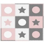 INKA Pěnová podložka puzzle pro děti 180x180cm 9 dílků šedá a růžová – Zboží Dáma