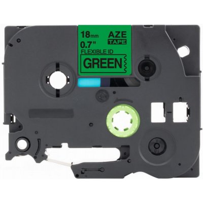 Kompatibilní páska s Brother TZ-FX741 / TZe-FX741, 18mm x 8m, flexi, černý tisk /zelený podklad – Zboží Mobilmania