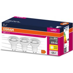 Osram 3PAK LED žárovka LED GU10 6,9W = 80W 575lm 3000K Teplá bílá 36° Value