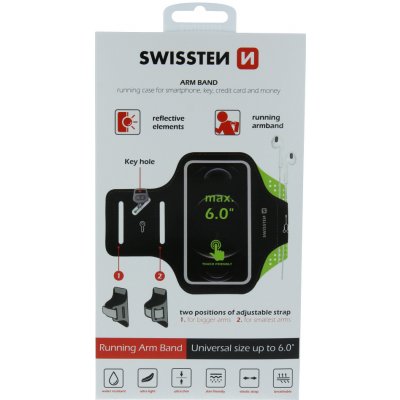 Pouzdro SWISSTEN ARMBAND pro mobily do 6" černé – Zboží Mobilmania