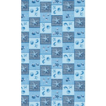 Nese plastik Aquamat 497 hvězdice lastury škeble ve čtvercích modrá 65 x 1500 cm