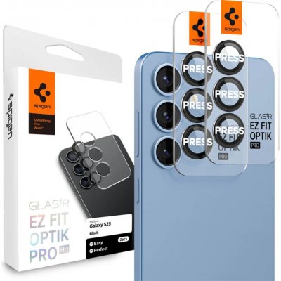 Spigen Glass tR EZ Fit Optik Pro HD 2-balíček černé ochranné sklo na fotoaparát Samsung Galaxy S25 (AGL09092) – Zboží Živě