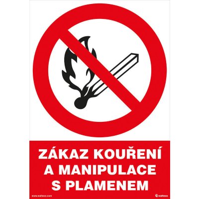 Walteco Zákaz kouření a manipulace s plamenem 210x297mm, formát A4, samolepka Množství: 5 ks , 20041BP1 – Zboží Mobilmania