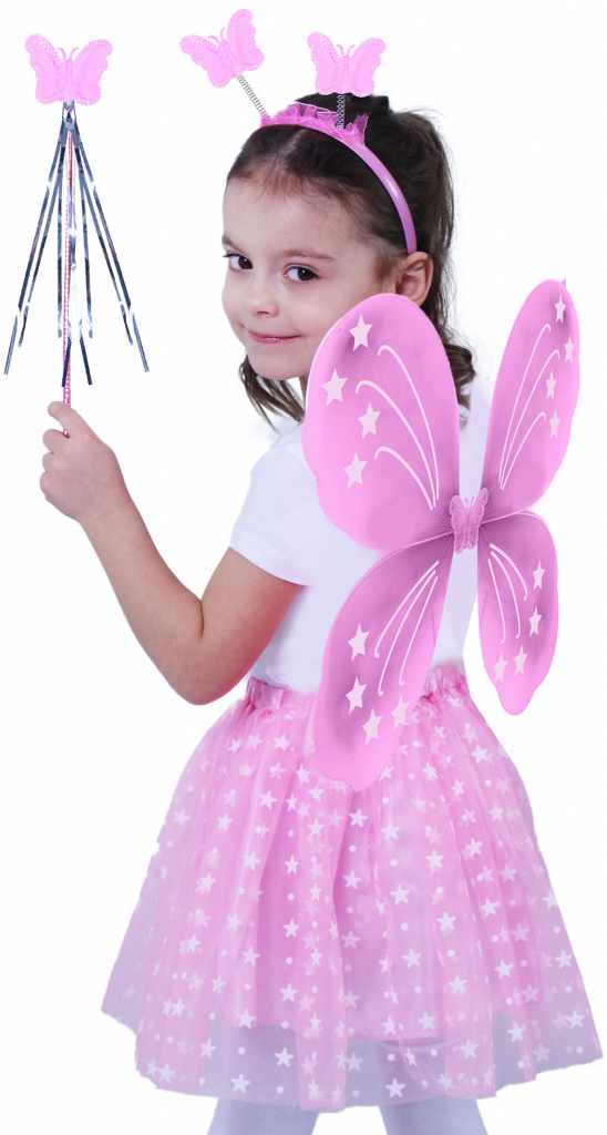 RAPPA tutu sukně růžový motýl s hůlkou a křídly